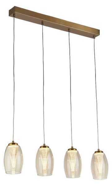 Cyclone 4 Light Champagne Glass Pendant Light In Bronze