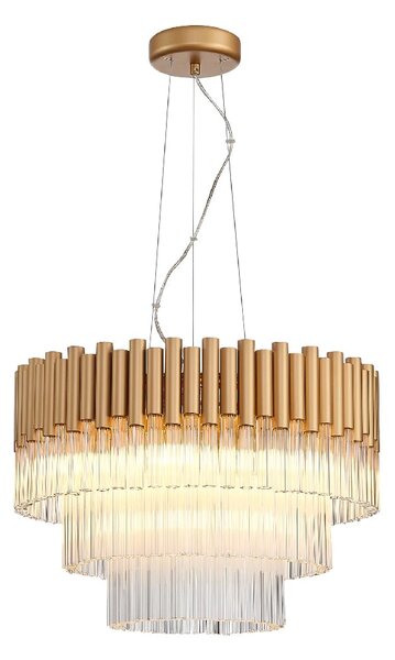 Harrogate Hanging Crystal Shade Pendant Light In Matt Gold