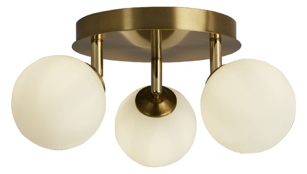 Crosby 3 Light Opal Glass Semi Flush Light In Gold