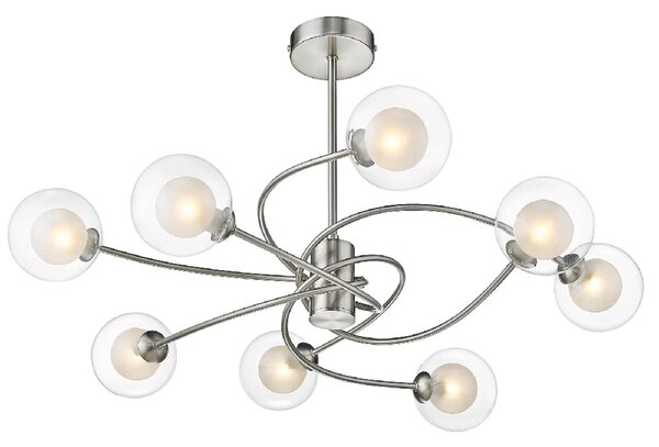 Dolores 8 Light Clear Shade Semi Flush Light In Satin Nickel