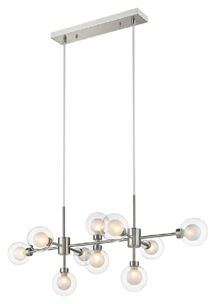 Dolores 10 Light Clear Shade Pendant Light In Satin Nickel