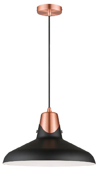 Hanwell Matt Black Shade Pendant Light In Copper