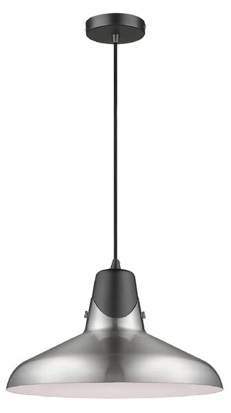 Hanwell Satin Nickel Shade Pendant Light In Matt Black