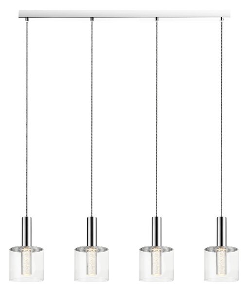 Evita 4 Light Clear Glass Shape Bar Pendant Light In Chrome