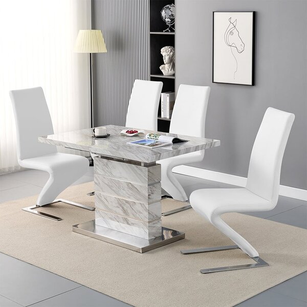 Parini Small Extending Magnesia Dining Table 4 Demi White Chairs