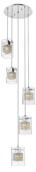 Leyton 5 Light Clear Glass Pendant Light In Chrome