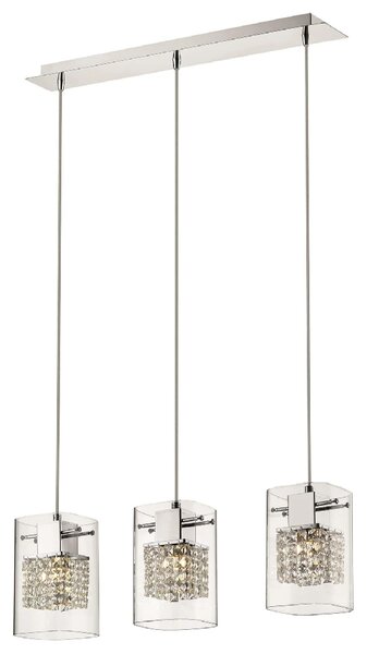 Leyton 3 Light Clear Glass Bar Pendant Light In Chrome