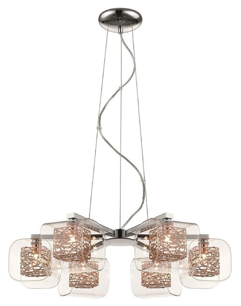 Holland 6 Light Clear Glass Pendant Light In Copper And Chrome