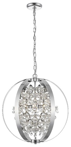 Reyna Crystal Ball And Bead Pendant Light In Chrome