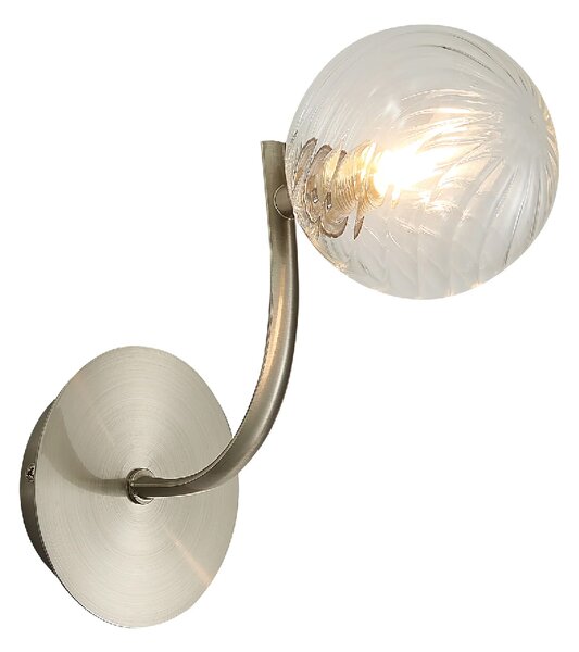 Kettlewell Glass Shade Wall Light In Satin Nickel