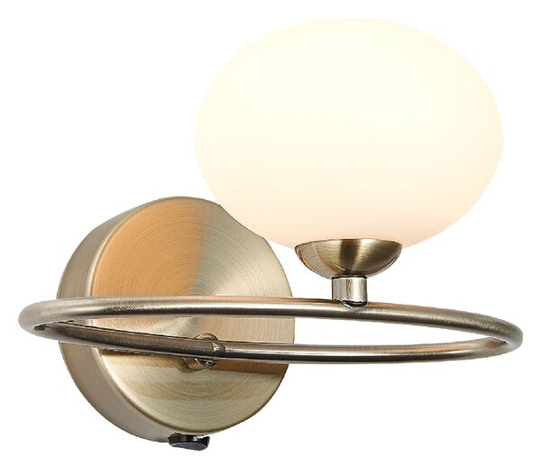 Leyburn Glass Shade Wall Light In Antique Brass