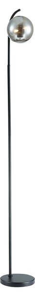 Otley Smoked Globe Floor Lamp In Matt Black