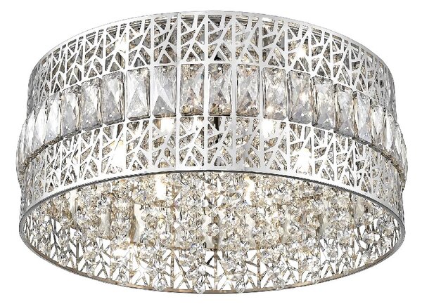 Rosalin 6 Light Glitzy Crystal Flush Light In Chrome