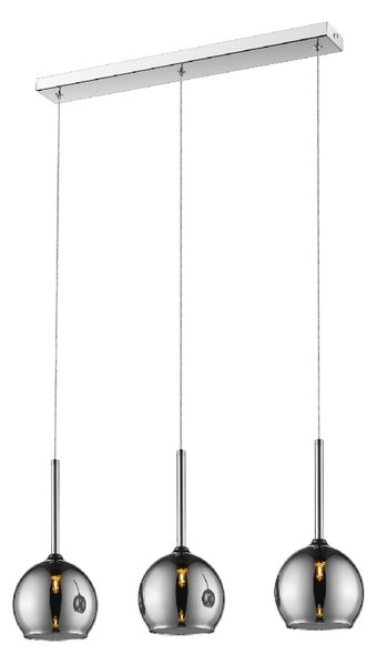 Plumstead 3 Light Glass Shade Bar Pendant Light In Chrome