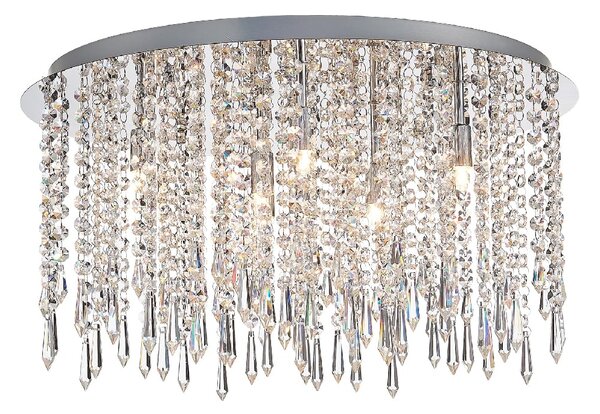 Thornton 9 Light Crystal Shade Flush Light In Chrome