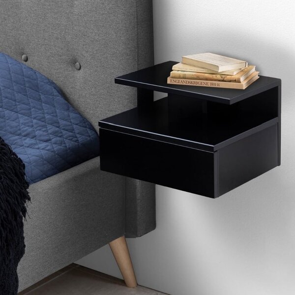 Astoria Wooden Bedside Cabinet With 1 Drawer In Black