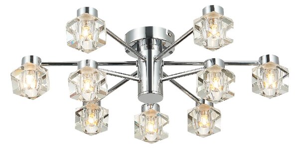 Wakefield 9 Light Diamond Crystal Flush Light In Chrome