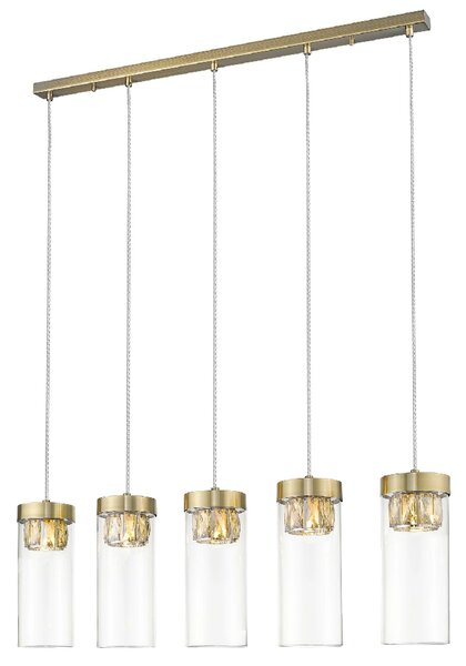 Socorro 5 Light Crystal Clear Pendant Light In Antique Bronze