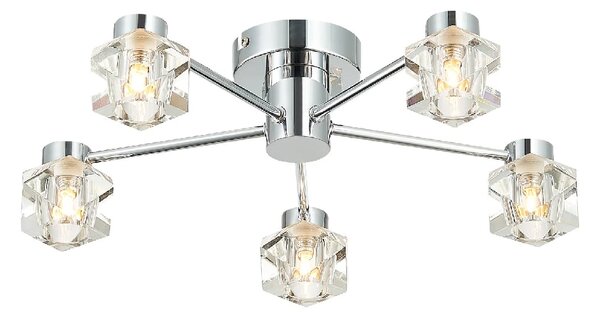 Wakefield 5 Light Diamond Crystal Flush Light In Chrome