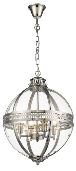 Victoria Glass Shade Pendant Light Large In Nickel