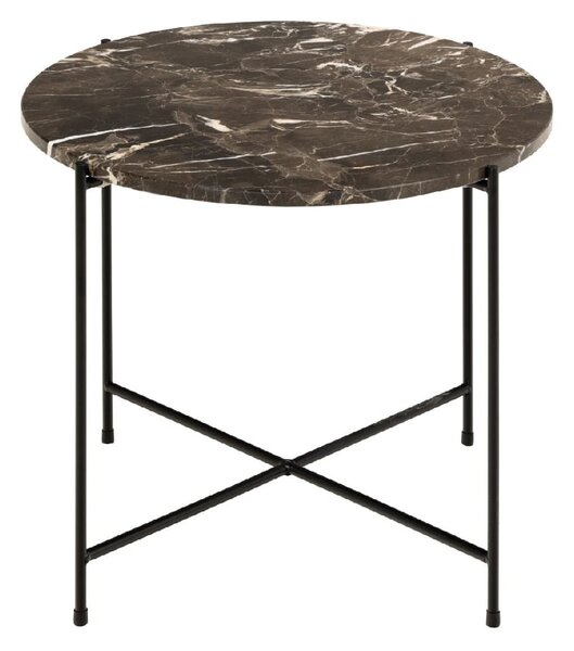 Berlin Marble Side Table Large With Metal Legs In Brown