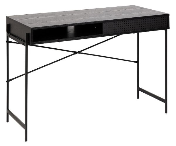 Angus Wooden Laptop Desk With Sliding Door In Black