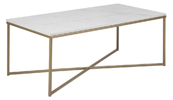 Allen Marble Coffee Table With Metal Frame In White