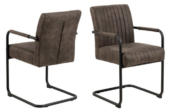 Alpine Anthracite Fabric Dining Chairs With Metal Frame In Pair