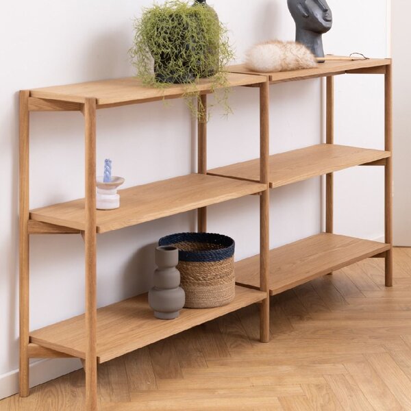 Butte Wooden Bookcase With 4 Shelves Wide In Oak