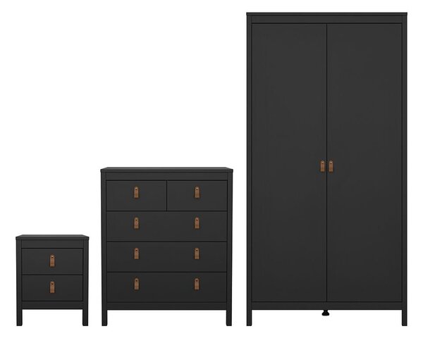 Butler Wooden Bedroom Set With 2 Doors Wardrobe In Black