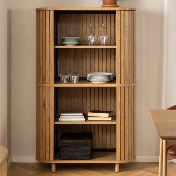 Canbay Wooden Bookcase With 4 Shelves In Oak