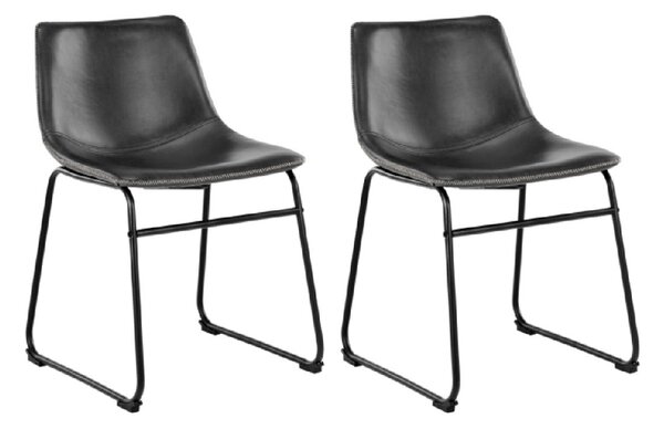 Ogden Black Leather Dining Chairs In Pair