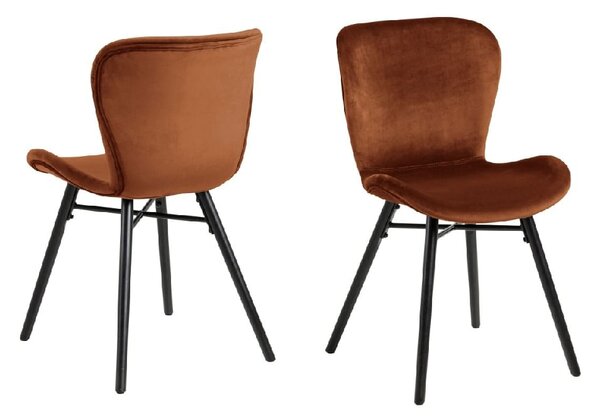 Bangor Copper Fabric Dining Chairs With Black Legs In Pair