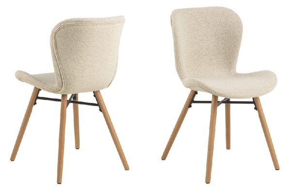 Bangor Cream Fabric Dining Chairs With Oak Legs In Pair