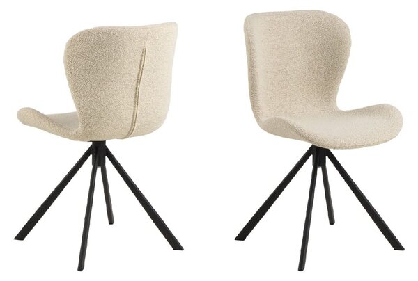 Bangor Cream Fabric Dining Chairs With Black Legs In Pair