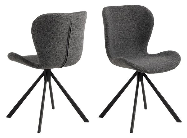 Bangor Grey Fabric Dining Chairs With Black Legs In Pair