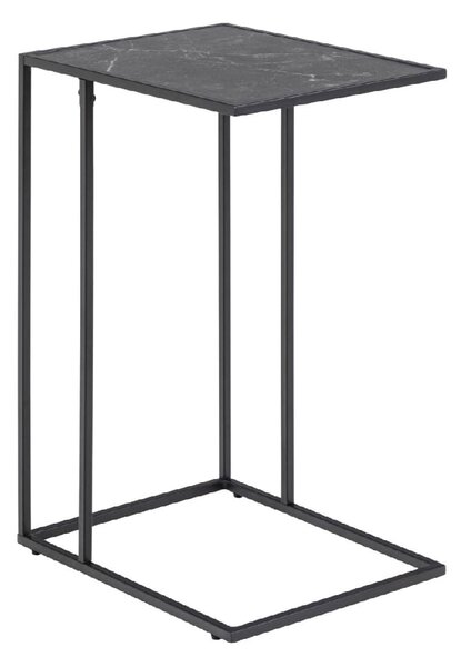 Ithaca Wooden Side Table In Black Marble Effect