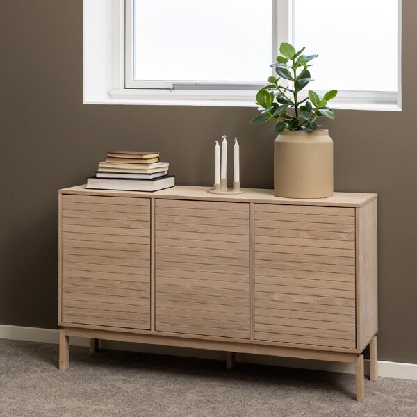 Lacey Wooden Storage Cabinet With 3 Doors In White Oak