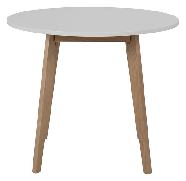 Reno Wooden Dining Table Round In White And Oak