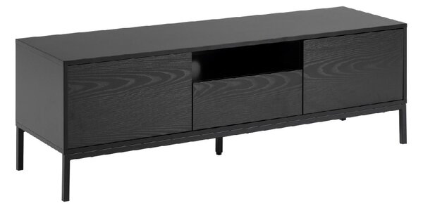 Sparks Wooden TV Stand With 2 Doors 1 Drawer In Ash Black