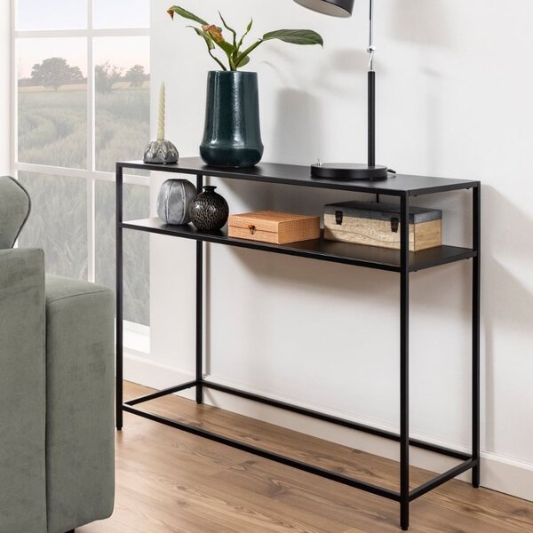 Napa Metal Console Table With Open Shelf In Matt Black