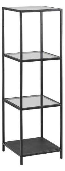 Sparks Clear Glass Bookcase With 3 Shelves And Black Metal Frame