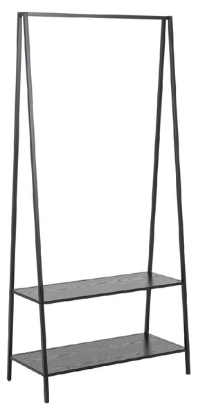 Sparks Wooden Clothes Stand With 2 Shelves In Ash Black