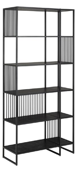 Seattle Wooden Bookcase With 5 Shelves In Black Marble Effect