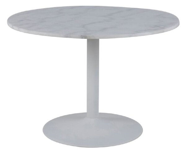 Tama White Marble Dining Table Round In Metal Base