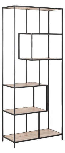 Sparks Wooden Bookcase With 5 Shelves In Sonoma Oak And Black