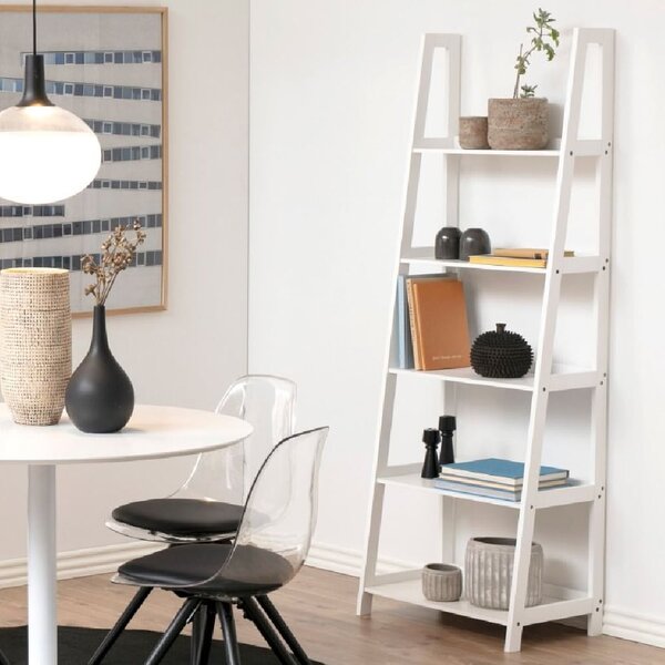 Wabash Wooden Bookcase With 5 Shelves In White