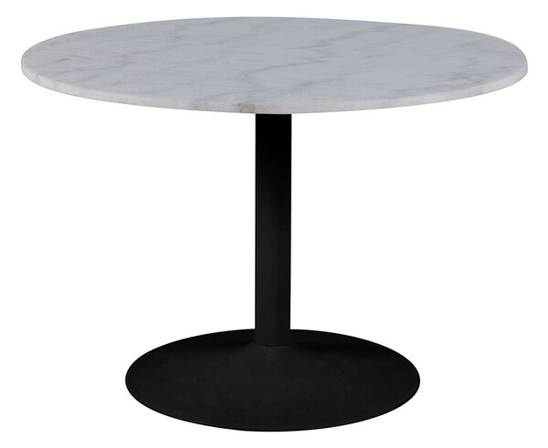 Tama White Marble Dining Table Round In Black Metal Base