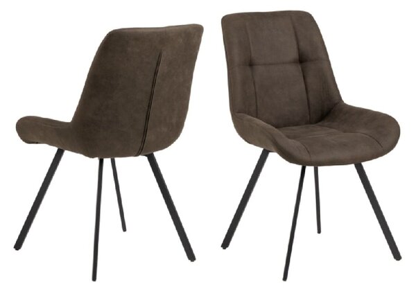 Walker Anthracite Fabric Dining Chairs With Black Legs In Pair