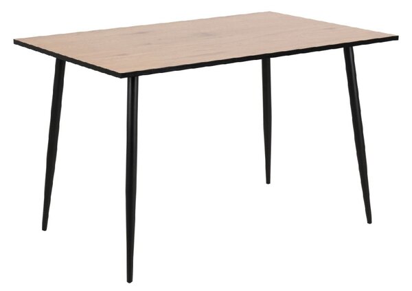 Warren Wooden Dining Table With Black Legs In Oak
